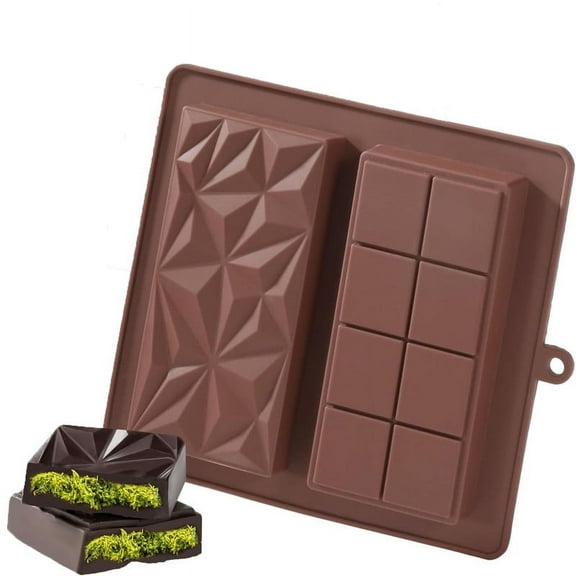 Chocolate Bar Mold Deep, Mousse Cake Baking Mold Chocolate Puddings Mould, for Stuffed Bar, Large Candy Bar Mold for Filling, Brown