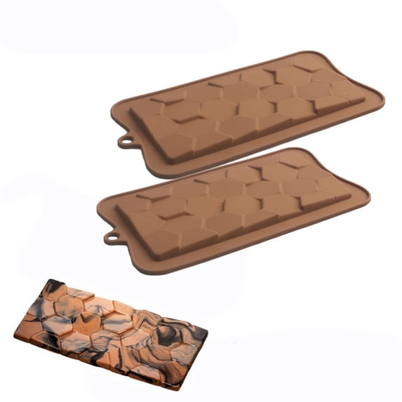 Chocolate Bar Molds, Break-Apart Chocolate Molds,Small Break Apart Chocolate Molds Non-Stick Reusable DIY Baking Molds Candy Protein & Energy Bar Moulds Pack of 2