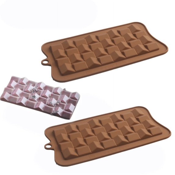 Chocolate Bar Molds, Break-Apart Chocolate Molds,Small Break Apart Chocolate Molds Non-Stick Reusable DIY Baking Molds Candy Protein & Energy Bar Moulds Pack of 2