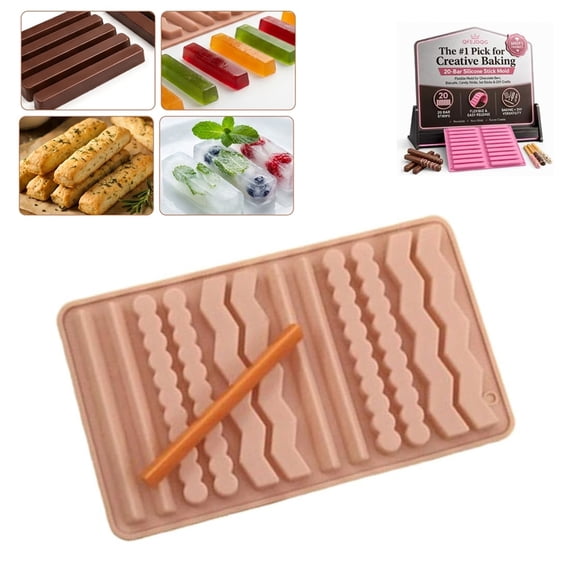 Chocolate Bar Silicone Mold, 12-Cavity Long Bar Candy Mold for Baking & DIY, Nonstick Silicone Strip Mold for Chocolate Bars, Biscuit Cookies, Candy, Ice Sticks