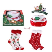 Funny Christmas Cake Socks for Men Women Teens Boys - Secret Santa Gifts Ideas Novelty Fun Crew Funky Cute Crazy Xmas Reindeer Snowman Christmas Tree Holiday So