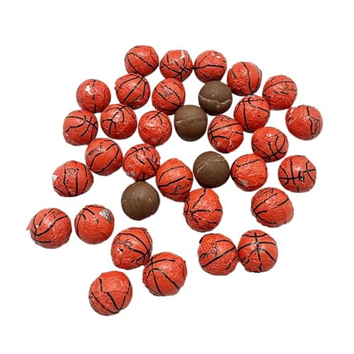 Chocolate Basketballs - 5 LB Resealable Stand Up Bulk Candy Bag (approx. 400 pieces) - Individually Wrapped Mini Chocolate Balls - Basketball Themed Novelty Candy