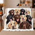 thumbnail image 1 of Chocolate Black Yellow Lab Portrait Group Art autumn celebration, Playful Pet Portrait Pattern, Warm Flannel Blanket for Living Room and Bedroom, Dog Moms person's Day Gift, Pet Lover Home Decor, 1 of 9