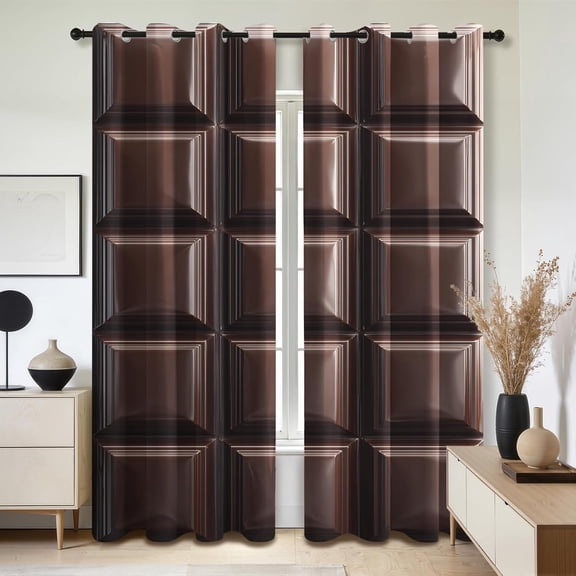 Chocolate Blackout Curtains, Funny Chocolate Bar Window Curtains for Bedroom Living Room Kitchen, Thermal Insulated Grommet Drapes 53"W x 96"L (2 Pack)
