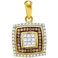 thumbnail image 1 of Chocolate Brown 10K Yellow Gold Princess Shaped Necklace Pendant 1/3 Ctw, 1 of 2