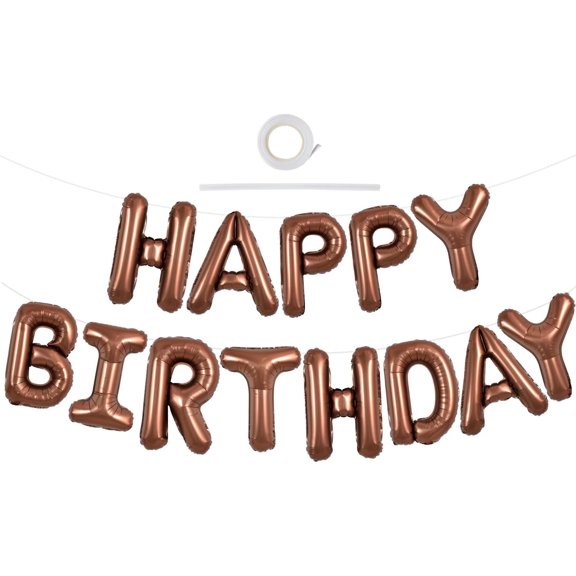 Chocolate Brown 16 Inch Happy Birthday Balloons Banner Foil Letters Decorations