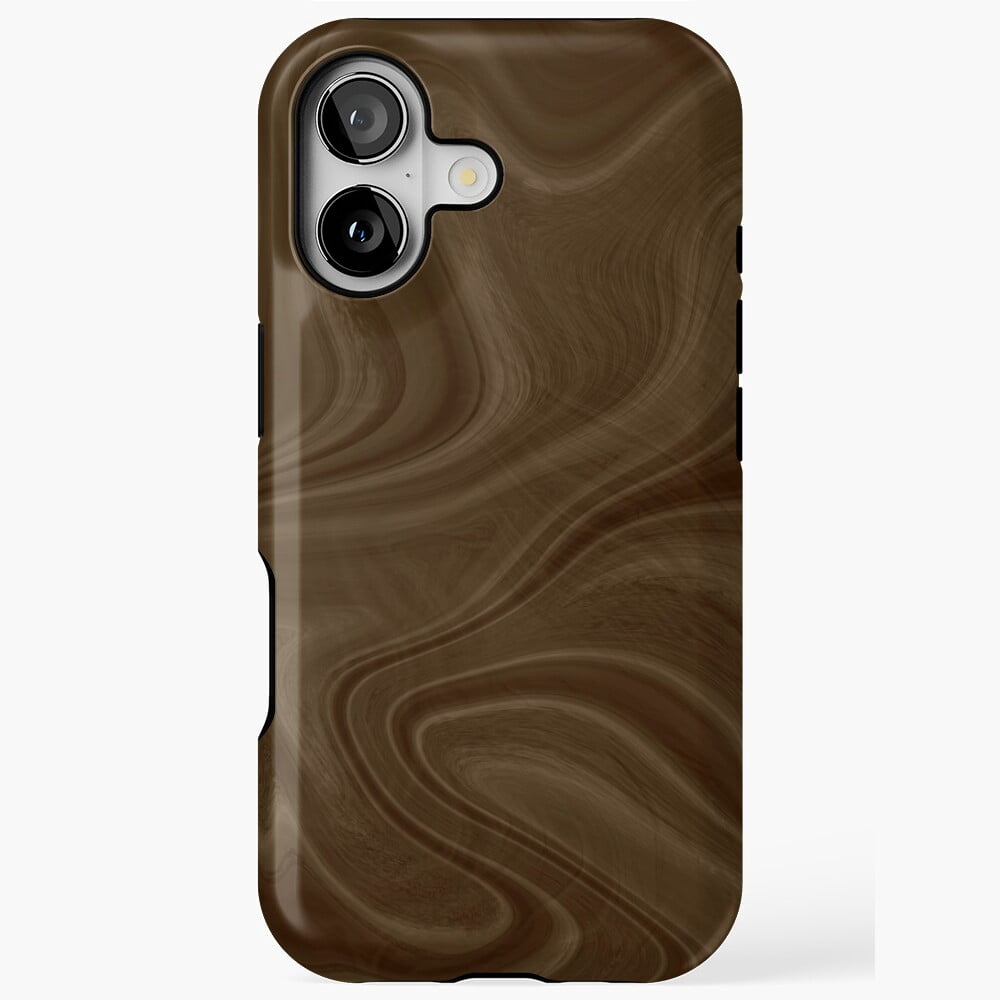 Chocolate Brown Abstract Swirl Pattern Design iPhone Case 11 to 17 Pro ...