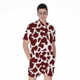 thumbnail image 1 of Chocolate Brown And White Cow Short Sleeve Men'S Rompers, Cow Cattle Casual Summer Jumpsuits Outfit, 1 of 4