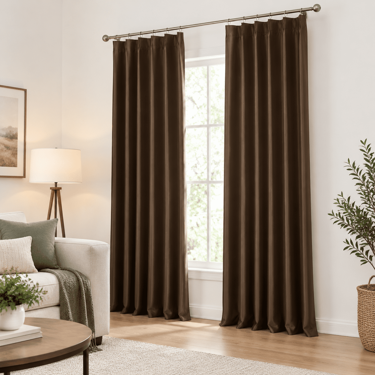 Chocolate Brown Blackout Curta90 Inches Long Pinch Pleated Window Room ...