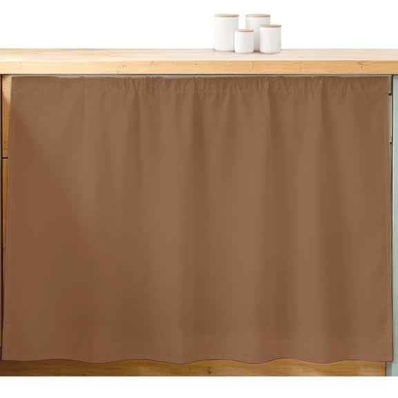 Chocolate Brown Cabinet Curtains 10" W x 11" L, Brown Solid Background Autumnal Rustic Country Under-Desk Privacy Dust Proof Drape Dishwasher Curtain Sink Skirt for Kitchen Closet Bathroom Laundry