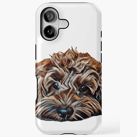 Chocolate Brown Cockapoo Dog On White Background Art iPhone Case 17 11 12 13 14 15 16 Pro Max