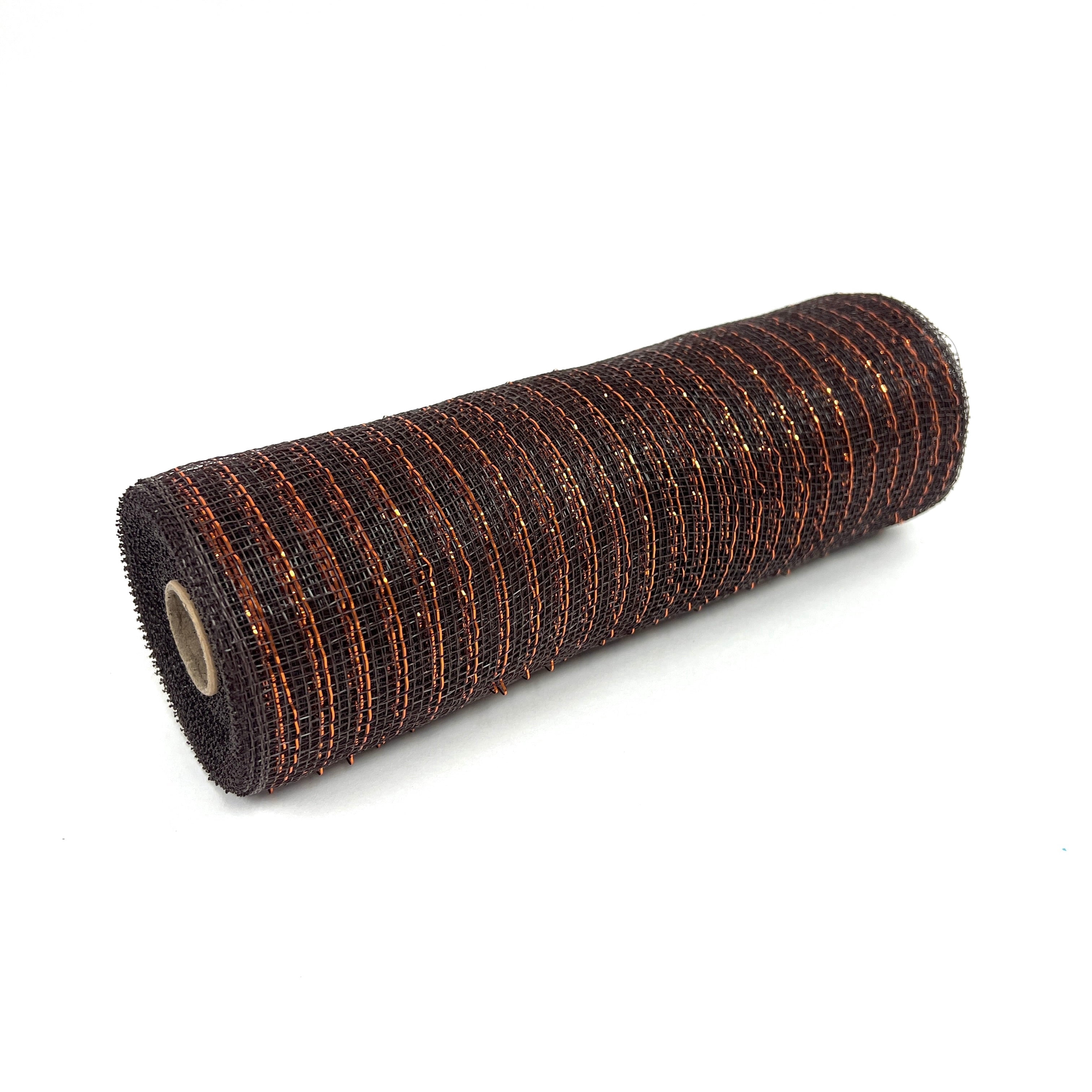 Deco Mesh Wraps Chocolate Brown - Deco Mesh Wrap Metallic Stripes - ( 10 Inch x 10 ...