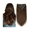 thumbnail image 1 of Chocolate Brown Extensions Clip in #4 Real Human Straight Real Hair Extensions, 1 of 6