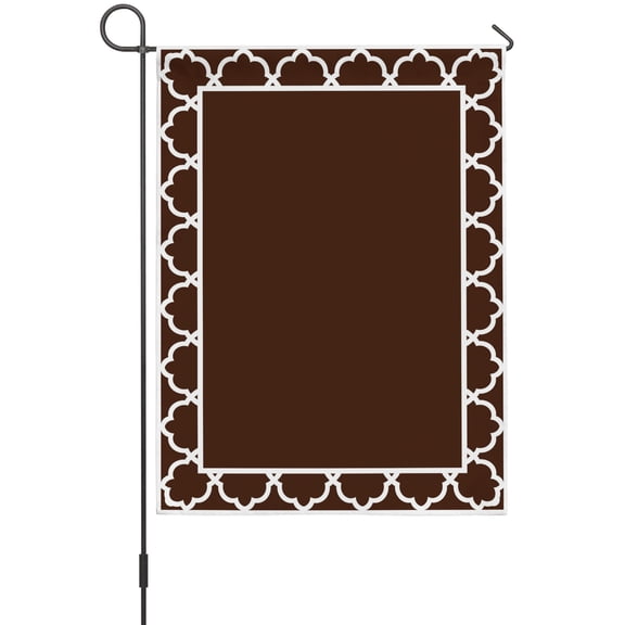 Chocolate Brown Garden Flags For Outdoor, Brown Morocco Printed Border Modern Rustic Small Double Side Yard Flags Weather Proof Garden Decor for Lawn Outside Holiday 12 x 18 Inches