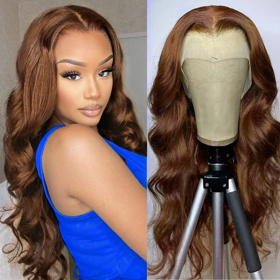 Chocolate Brown Lace Front Wig Human Hair 13x4 Body Wave Lace Front Wigs Human Hair Pre Plucked 4# Colored Wigs Human Hair 24Inch