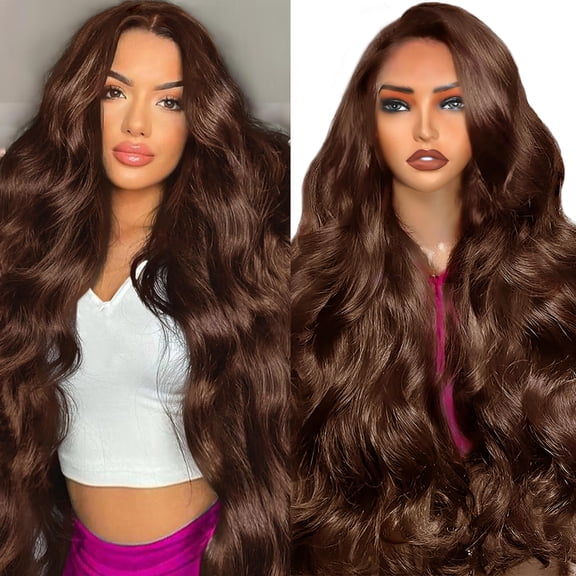 Chocolate Brown Lace Front Wig Human Hair 13x4 Body Wave Lace Front Wigs Human Hair Pre Plucked 4# Colored Wigs Human Hair 26Inch