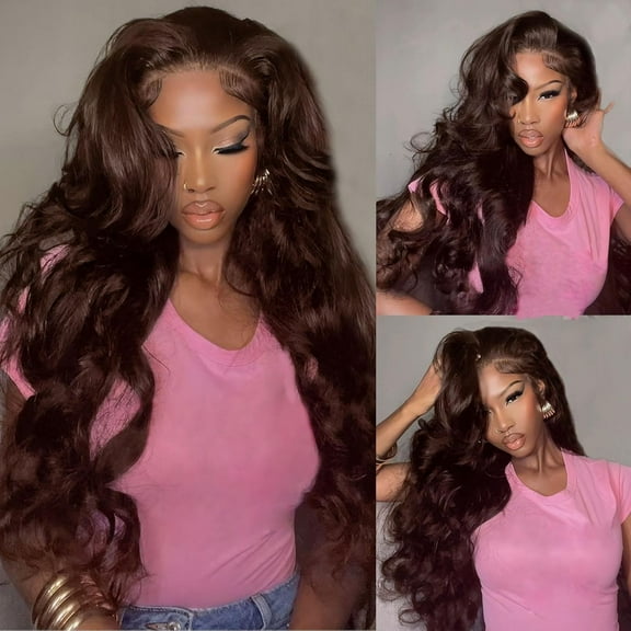 Chocolate Brown Lace Front Wig Human Hair 13x4 Body Wave Lace Front Wigs Human Hair Pre Plucked 4# Colored Wigs Human Hair 16Inch