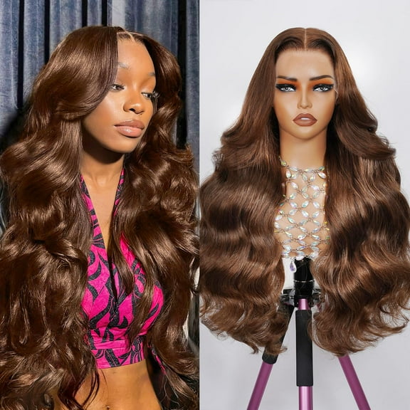 Chocolate Brown Lace Front Wig Human Hair 13x4 Body Wave Lace Front Wigs Human Hair Pre Plucked 4# Colored Wigs Human Hair 18Inch