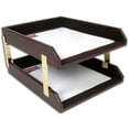 thumbnail image 1 of Chocolate Brown Leather Double Legal-Size Trays, 1 of 3
