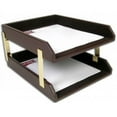 thumbnail image 1 of Chocolate Brown Leather Double Letter Trays, 1 of 2