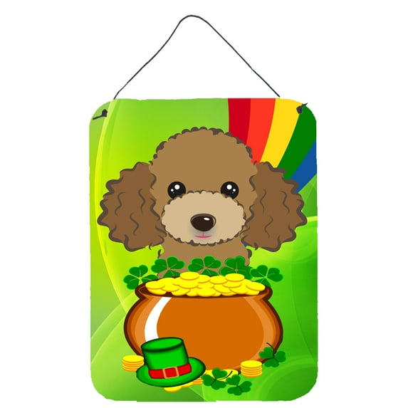 Chocolate Brown Poodle St. Patrick's Day Wall or Door Hanging Prints