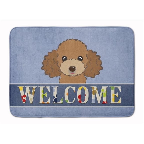 Chocolate & Brown Poodle Welcome Machine Washable Memory Foam Mat