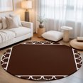 thumbnail image 1 of Chocolate Brown Round Living Room Rugs 4 ft, Brown Morocco Printed Border Modern Rustic Washable Area Rug with Non-Slip Sturdy Edge Binding Round Carpet for Entryway Kitchen Bedroom Bathroom, 1 of 9