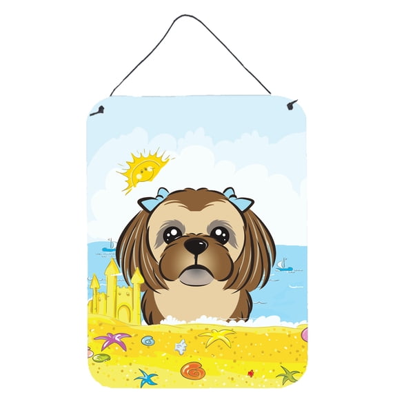 Chocolate Brown Shih Tzu Summer Beach Wall or Door Hanging Prints