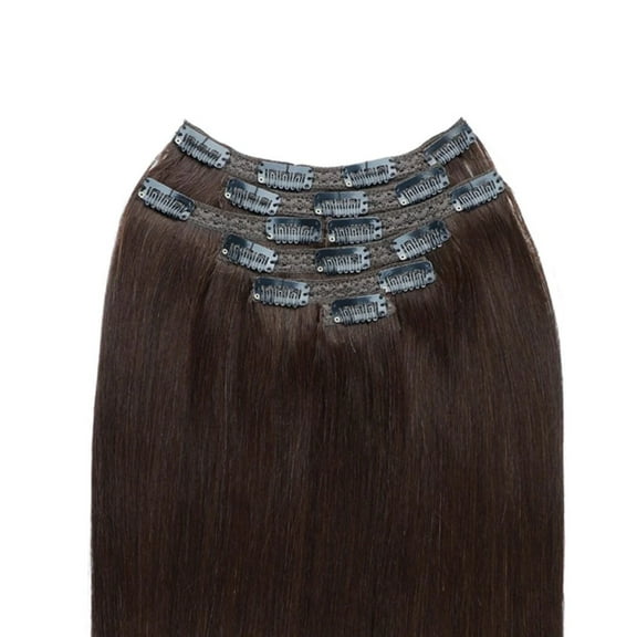 Chocolate Brown Straight Clip Ins -7 Pcs with a Free Eye Lash Extensions