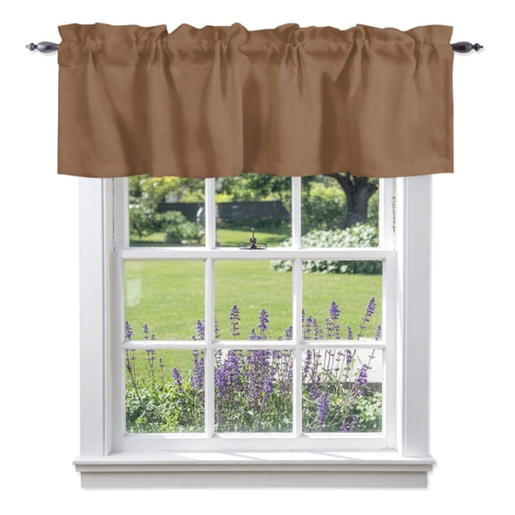 Chocolate Brown Valances for Windows, Brown Solid Background Autumnal Rustic Country Rod Pocket Valance Short Window Treatments Curtains for Kitchen Bathroom Bedroom Decor, 60 x 18 Inches