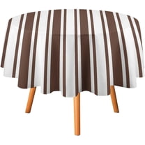 Chocolate Brown and White Candy Stripes Tablecloth Washable Dinng Table Covers Decorative for Kitchen & Table Linens 70" x 70"