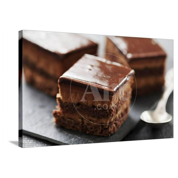 Chocolate Cake with Layers of Chocolate Mousse, Stretched Canvas Wall Art by looby Sold by ArtCom