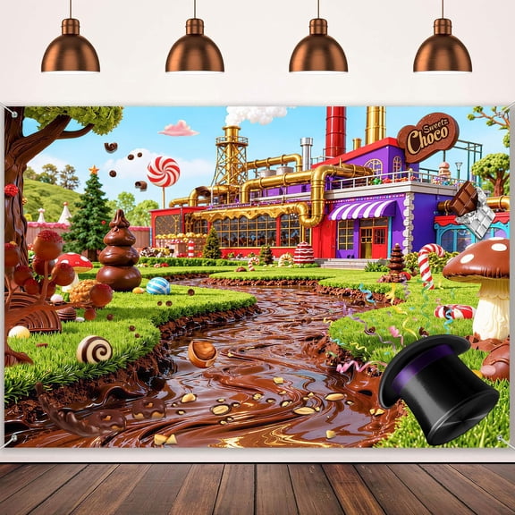 Chocolate Candy Party Backdrop, Sweet Kids Birthday Photo Background, Girls Baby Shower Cake Table Decoration Banner,Portrait Studio Props