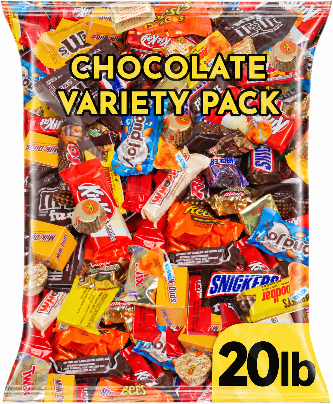 Single Candy.com Chocolate Candy Variety Pack, 20lb, Individually Wrapped Mini Candy ...