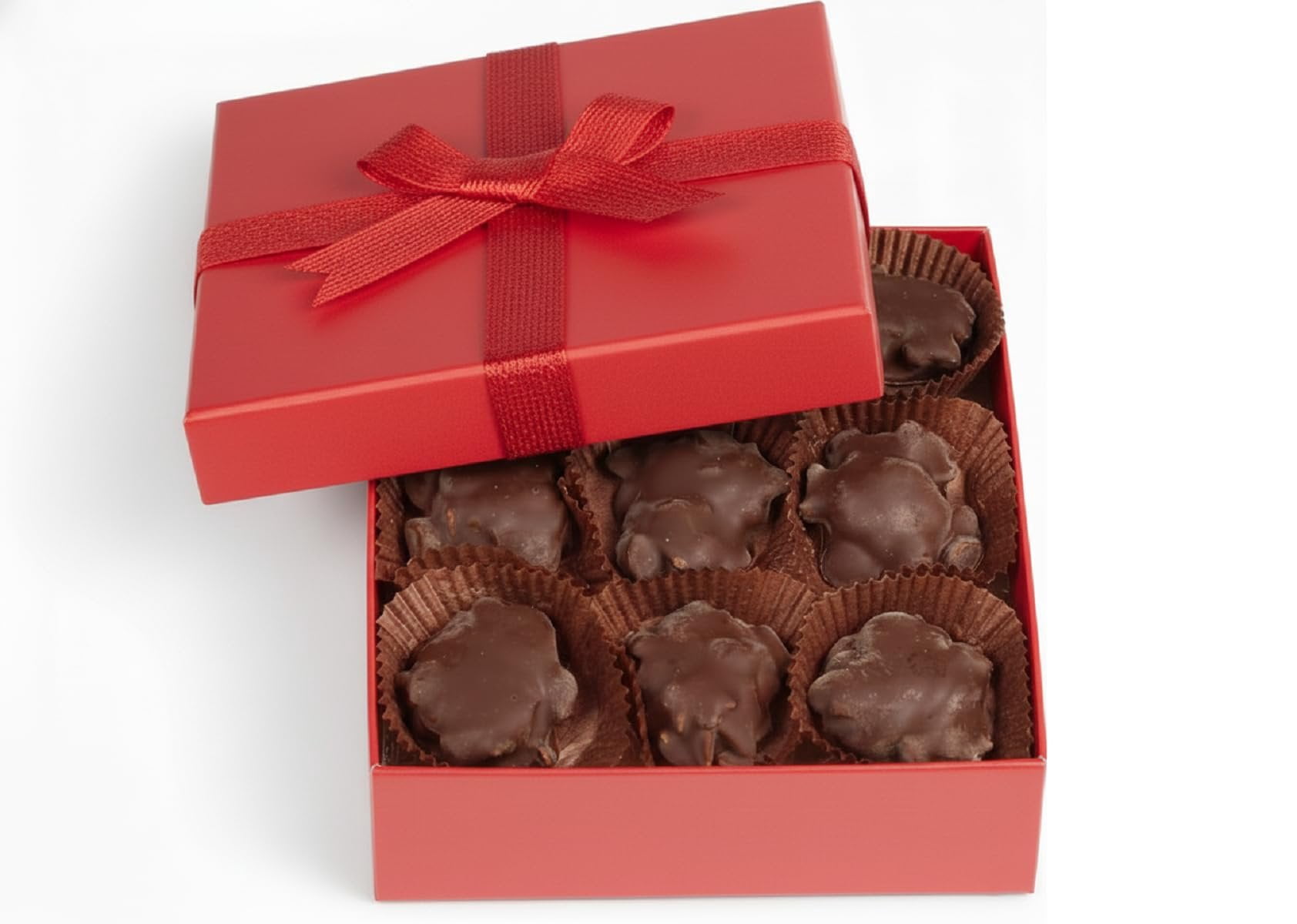 Chocolate Caramel Peanut Clusters Red Gift Box - by It's Delish  12 OZ Premium Dark Chocolate Covered Nuts with Carmel Cluster  Christmas Gifts Box of Chocolates Candy Nut Turtles  Vegan, Kosher
