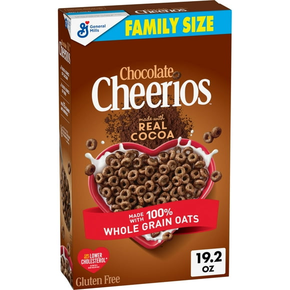 Chocolate Cheerios, Heart Healthy Gluten Free Breakfast Cereal, Family Size, 19.2 oz