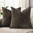 thumbnail image 1 of 20x20 Farmhouse Modern Chocolate Textured Slubby Chenille Throw Pillow Covers, Thick (2 Count), 1 of 7