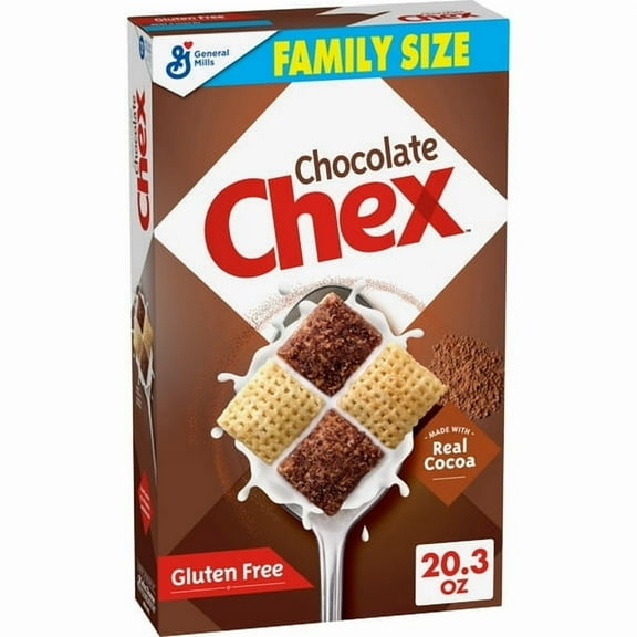 Chocolate Chex Cereal, Gluten Free Breakfast Cereal, Family Size, 20.3 oz(pack of 4)