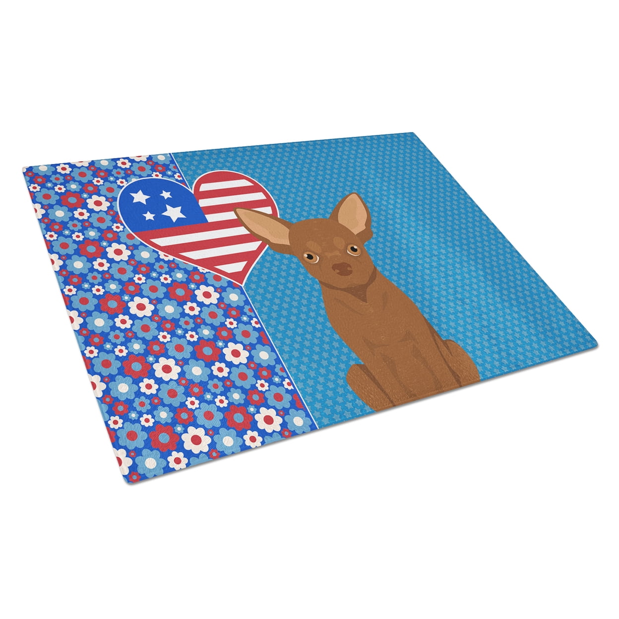 Chocolate Chihuahua Glass Cutting Board Large 12 in x 15 in