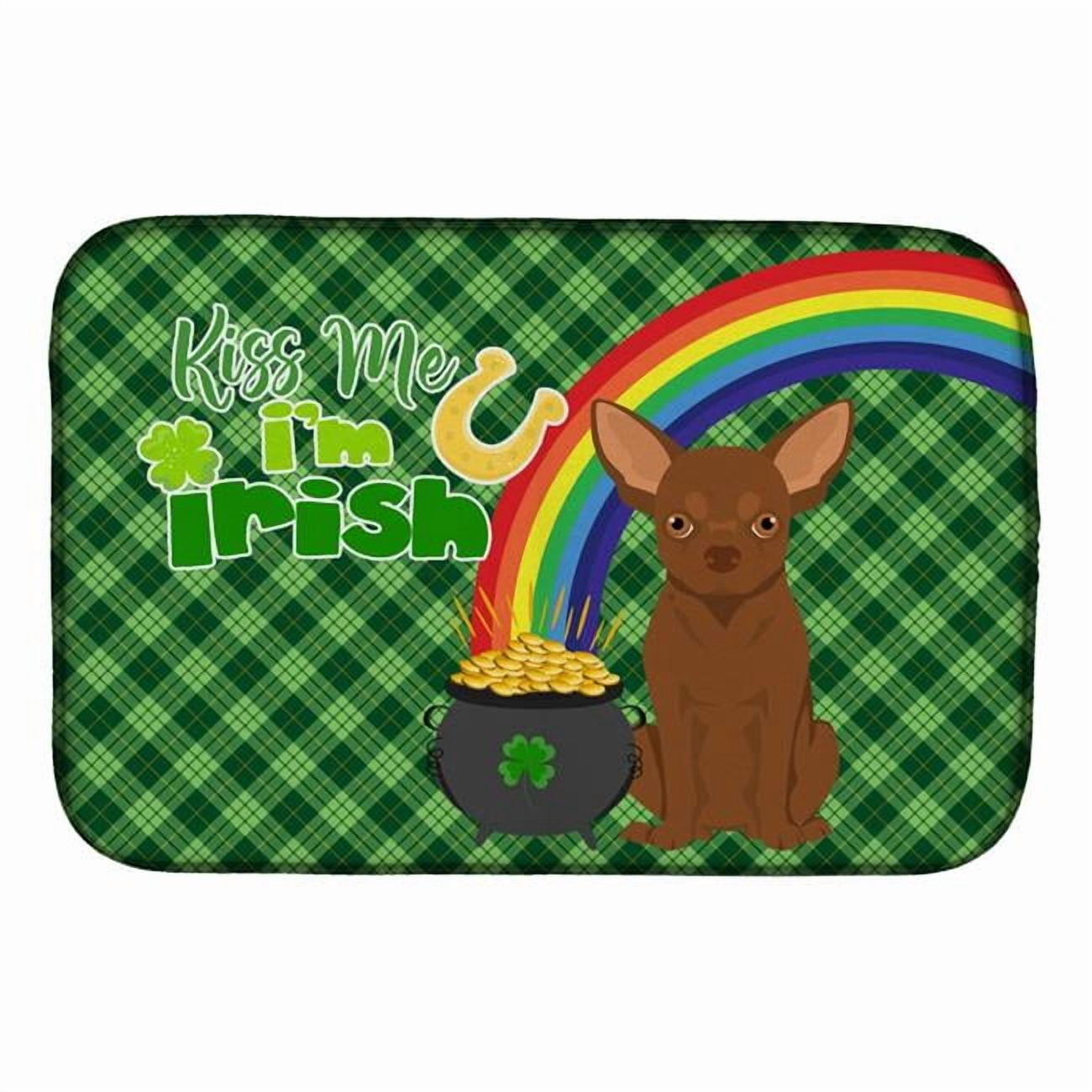 Chocolate Chihuahua St. Patricks Day Dish Drying Mat