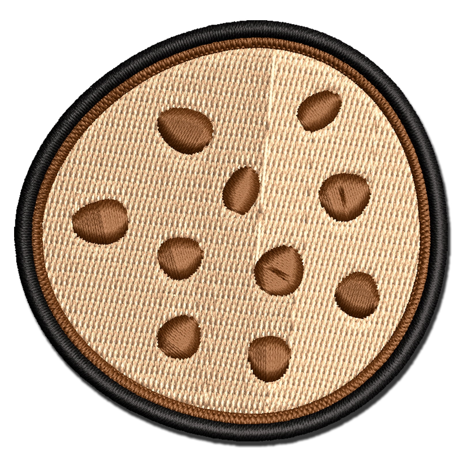 Chocolate Chip Cookie Applique Multi-Color Embroidered Iron-On Patch - 3.5 Inch Large