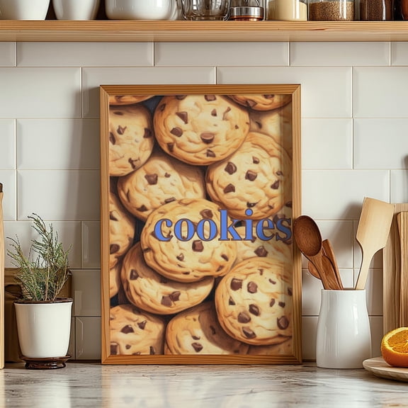 Chocolate Chip Cookie Art Print, Kitchen Decor, Unframed Size 8x12