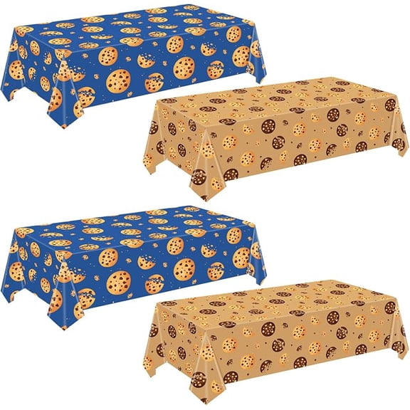 Chocolate Chip Cookie Birthday Tablecloth 4 Pack 51 x 86 Inches Disposable Table Covers