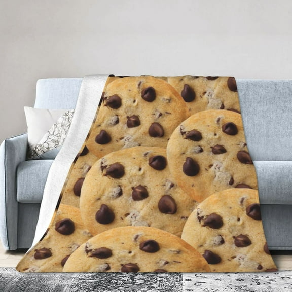 Chocolate Chip Cookie Blanket Soft Throw Blanket Cozy Throw For Couch Bed Living Room Decoration 50"X40"