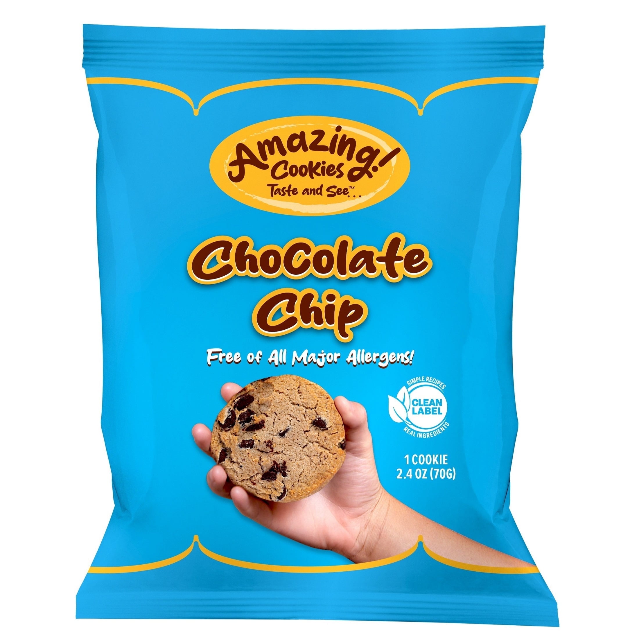 Amazing Cookies - Chocolate Chip - Gluten Free, Vegan, 12ct Individually Wrapped