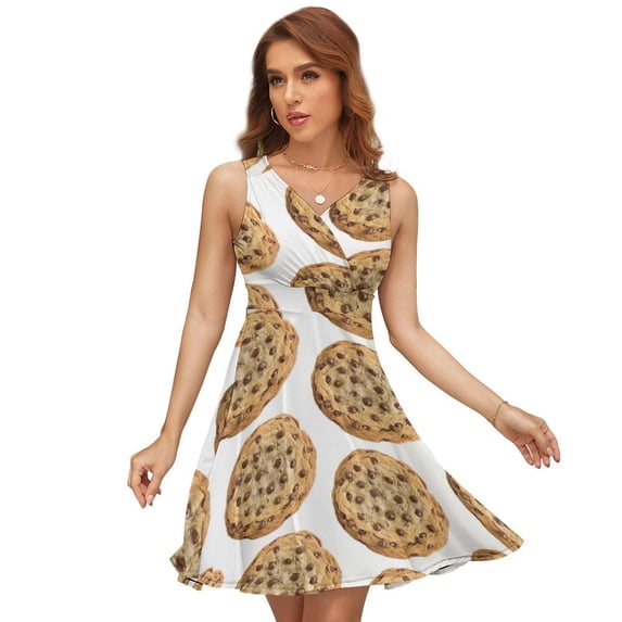 Chocolate Chip Cookie Dress Summer Street Style Dresses Female Sleeveless Printed Sundress