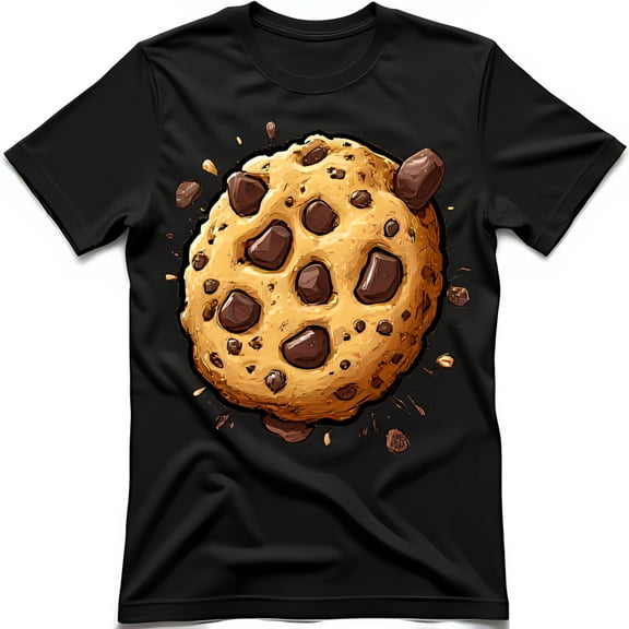 Chocolate Chip Cookie Graphic Black T-Shirt Fun & Playful Design