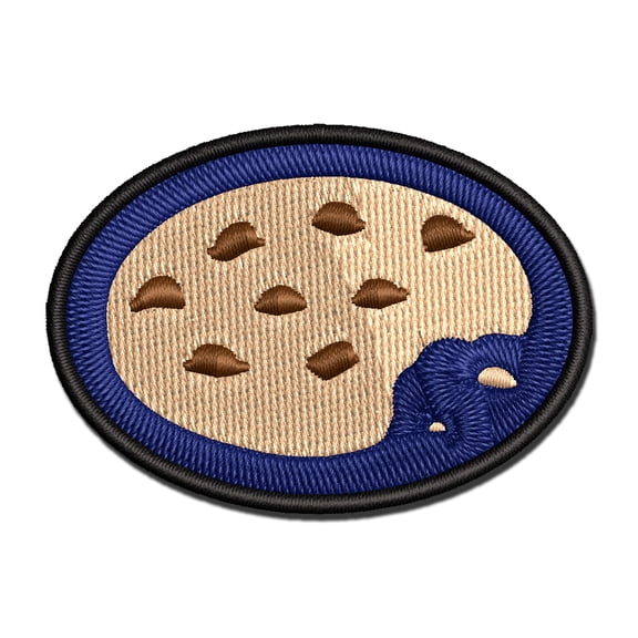 Chocolate Chip Cookie with Crumbs Applique Multi-Color Embroidered Iron-On Patch - 2.0 Inch Mini
