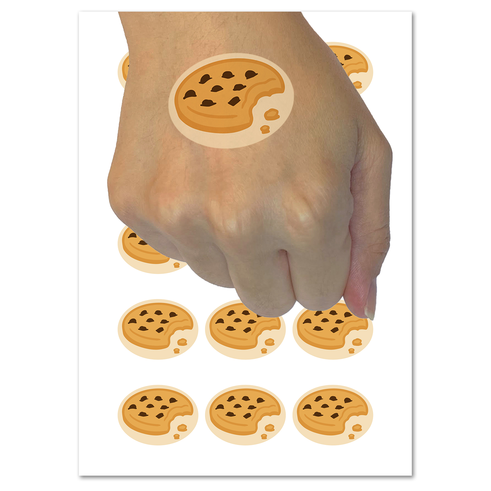 Chocolate Chip Cookie with Crumbs Water Resistant Temporary Tattoo Set