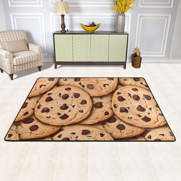 Chocolate Chip Cookies Area Rug Washable 72 x 48 Floor Carpet Mat Non Slip for Bedroom Living Room Kids Room Home Decor